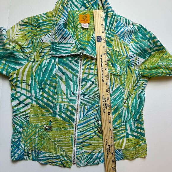 Ruby Rd Linen Zip Up Jacket Tropical Hawaiian Casual Grandma Coastal Florida - Picture 6 of 10